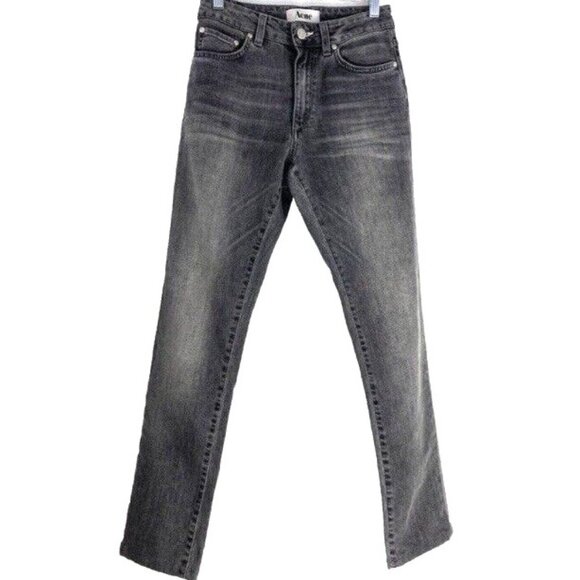 ACNE Jeans Needle Pavement BLACK Women's Jeans Tapered Stretch 26x28 Measured - Picture 1 of 11